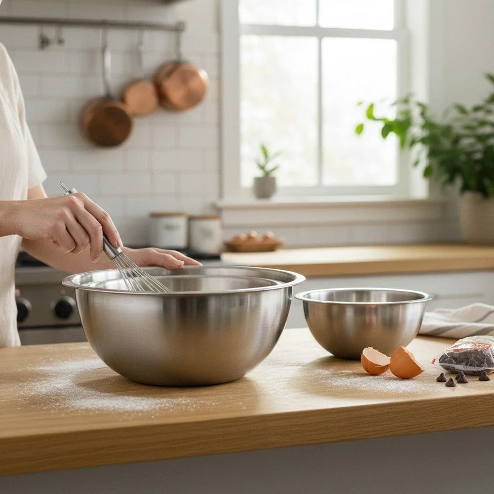 Wolfgang Puck Mixing Bowl Set Unisex OS Silver Good Stainless Steel Lidded 3pc
